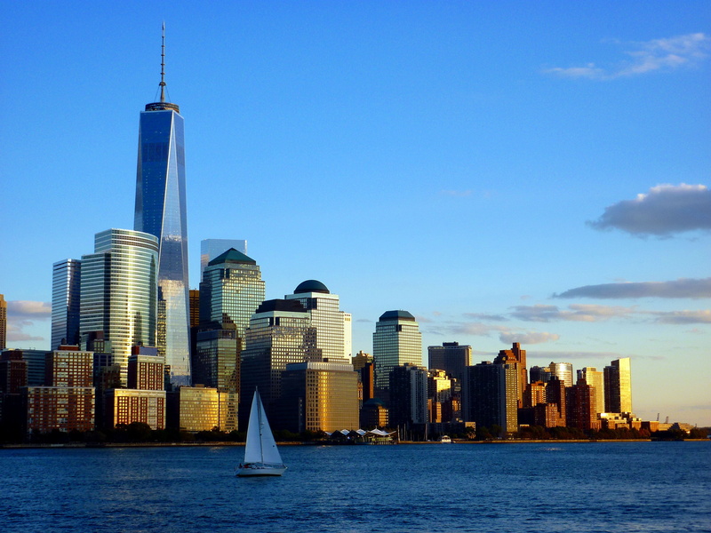 landscape, architecture, sky, buildings, urban skyline, tower, spire, city, built structure, sailing, tall - high, skyline, waterfront, office building exterior