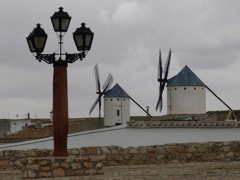 spirituality, travel destinations, built structure, sky, lighting equipment, spain, windmills, don quixote, la mancha, windmill, 4K, lamp, no people, building exterior