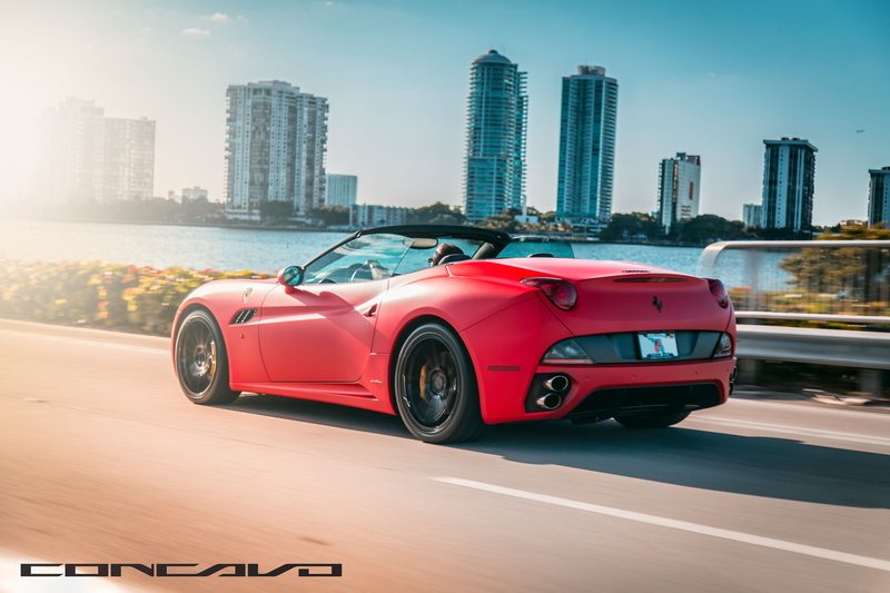red, Ferrari, mate, Matte Red, wheels, California, 1080P, water, Concavo