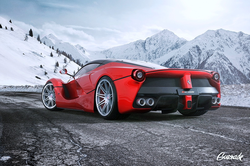 snow, Ferrari, laferrari, motors, cars, 4K, Mountains, fart, supercars, red, Landscape, road, speed, hre, Wheels