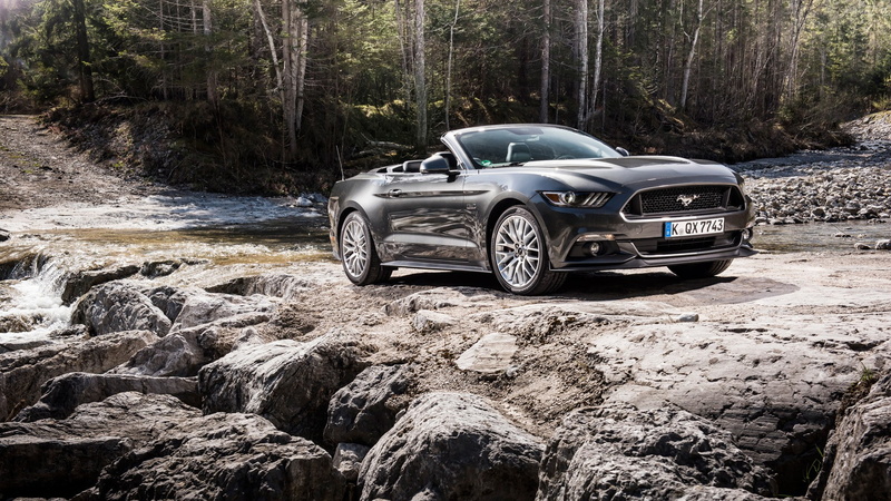 Ford Mustang, Convertible, forest, 1080P, car