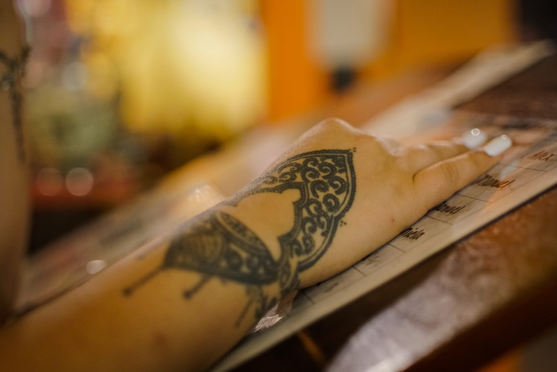 girl, focus on foreground, beatiful, adult, fashion, creativity, young adult, tattooing, floral pattern, power, indoors, human body part, close-up, sony