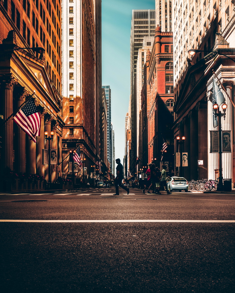 photoghaphy, street, city life, tall, group of people, walking, automobiles, sky, skyscraper, commerce, exterior, built structure, men, landscape, downtown