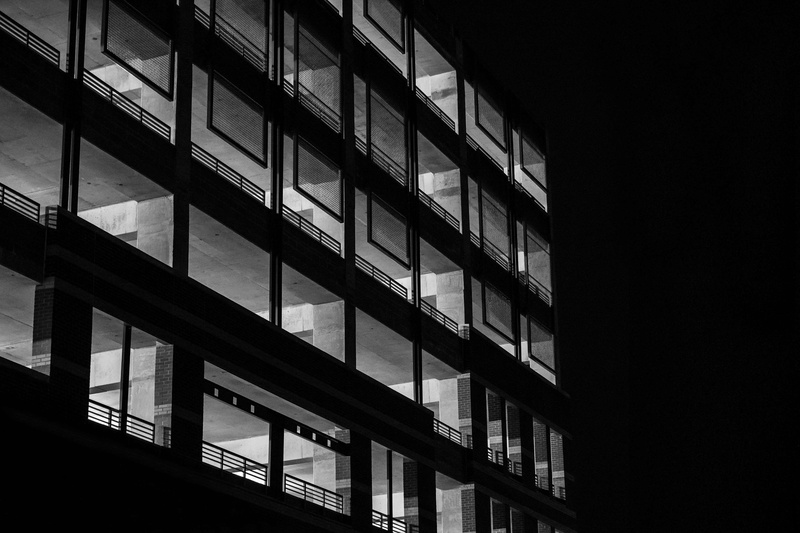 office, parkade, built structure, 4K, multi storey car park, architecture, city, outdoors, building, no people, residential district, tall - high, dark