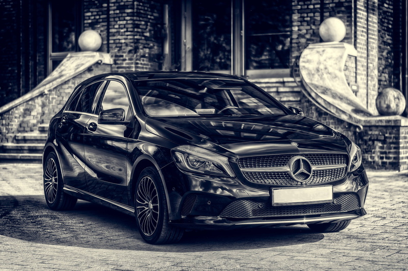mercedes, chrome, 5K, vintage car, parking, retro styled, daimler, benz, close-up, focus on foreground, black color, transportation, wheel, auto, stationary