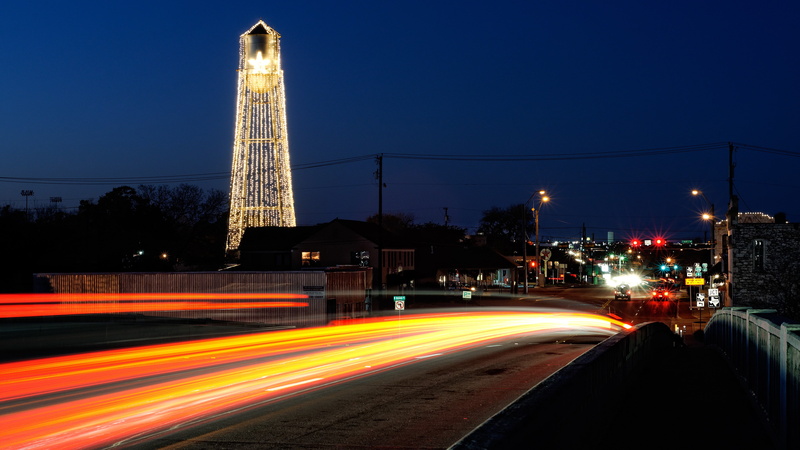 street, Austin (Texas), built structure, city, tower, office building exterior, transportation, architecture, motion, outdoors, illuminated, city life