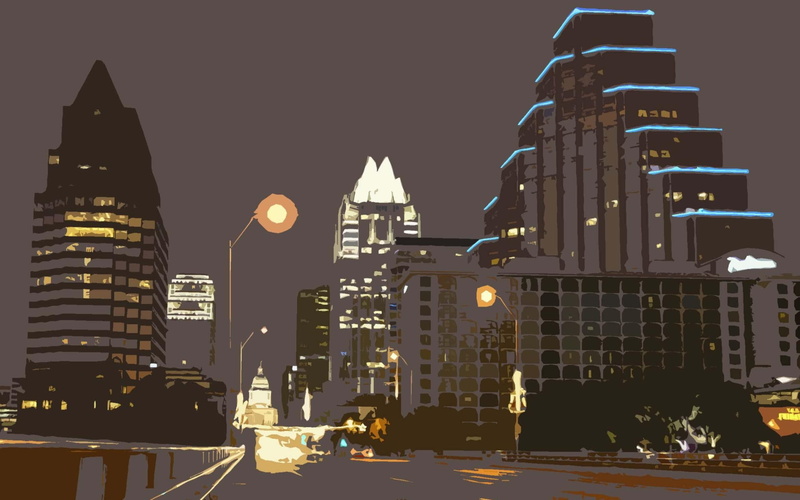lights, 1080P, street, night, Austin (Texas), urban, city, drawing