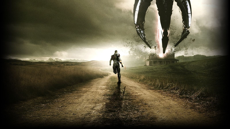 warrior, Mass Effect, aliens, road, video games, spaceship, Chaos, crossover, 720P, sky, grass