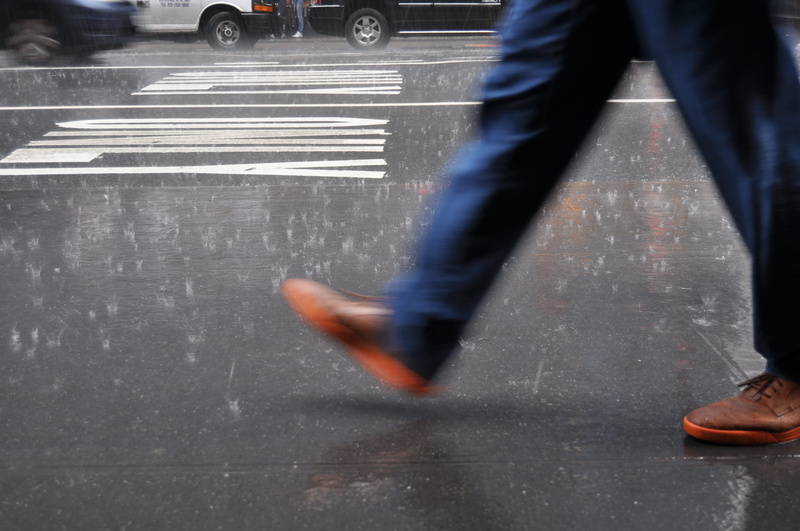 one Person, stepping, commuter, crowded, walk, pedestrian, rain, business, sidewalk, step, traffic, blurred Motion, man, 2K, foot, city, pants, transportation