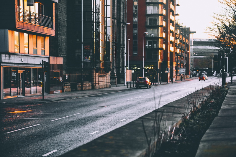 direction, vehicles, urban, downtown, road marking, building exterior, built structure, sidewalk, near, footpath, office building exterior, photography