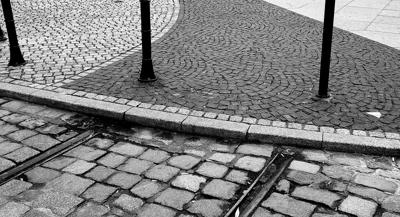 rainy season, footpath, wet, high angle view, water, rails, paving stone, outdoors, protection, nature, road, walkway, the end of the road, pavement, day