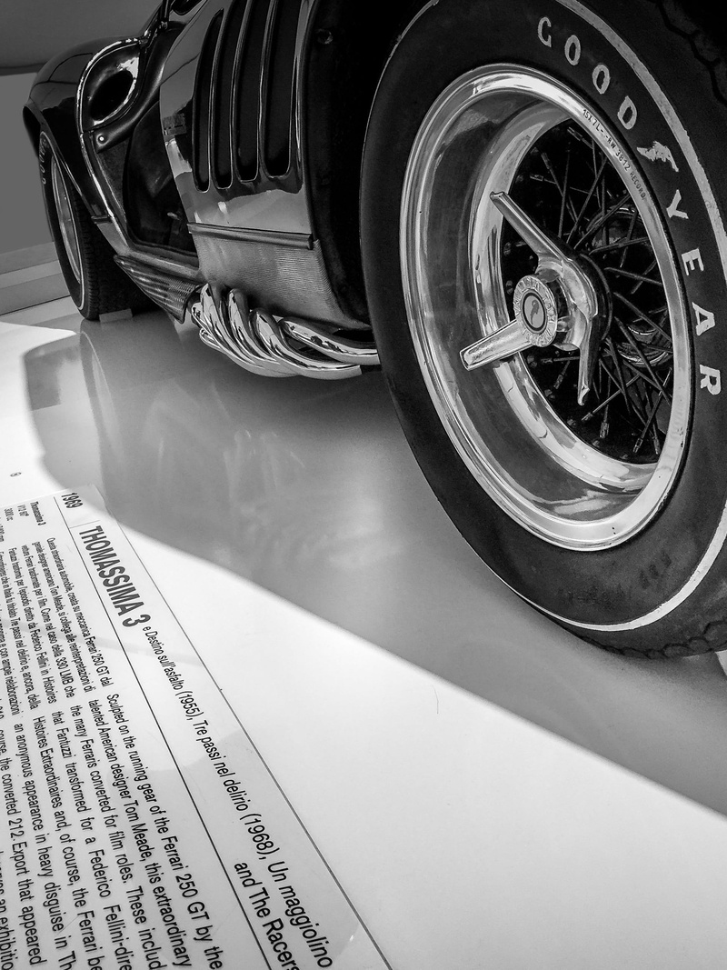 modern, vintage, luxury, Ferrari, western script, safety, sportscar, show, wheel, expensive, high angle view, open, technology, text, no people, drive