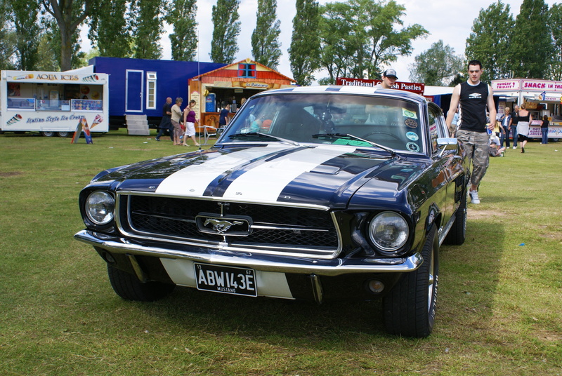 field, ford mustang, grass, transportation, mode of transportation, car, day, show, vintage car, incidental people, old car, lifestyles, mustang, men, people