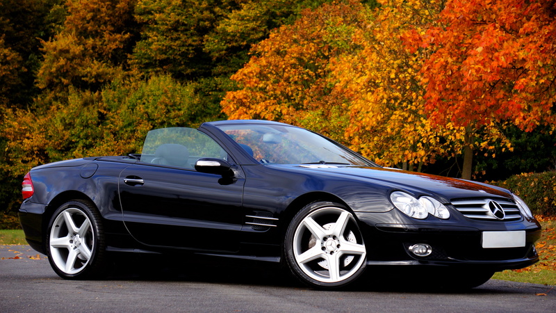 plant, black, mode of transportation, vechicle, car, day, tree, automotive, mercedes, transportation, chrome, no people, 4K, nature, motor vehicle, city