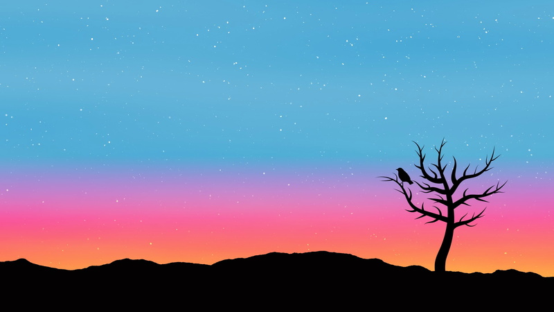 multi colored, nigh sky, beauty in nature, outdoors, night, environment, silhouette, nature, illustration, plant, no people, landscape, tree, illuminated