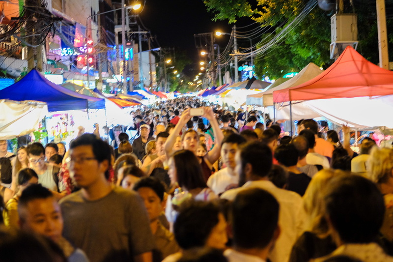 night life, street, arts culture and entertainment, nigh market, culture, woman with iphone, festival, chiang mai, men, real people, 4K, togetherness