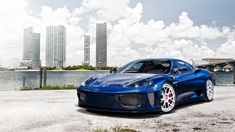 360, Blue, Ferrari, Supercar, 4K, Modena