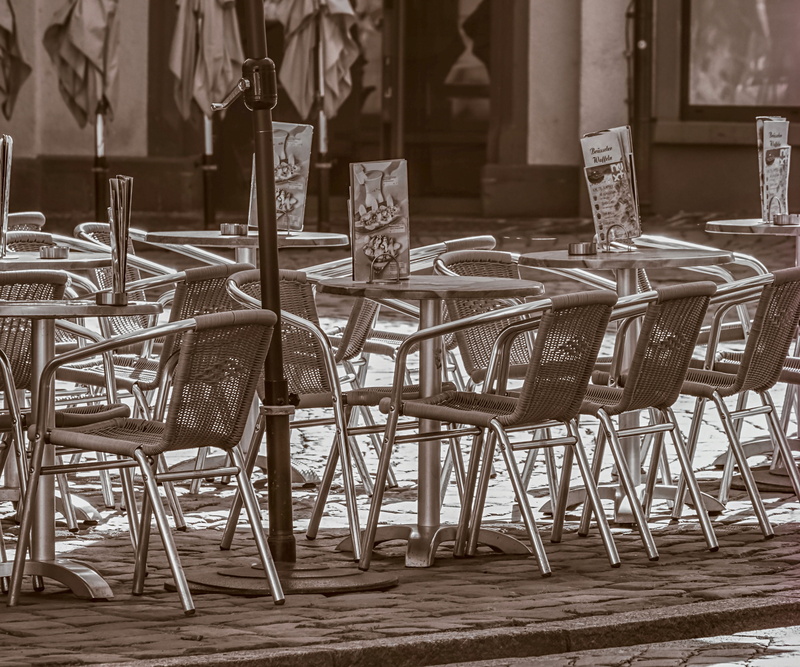 ice eating, seats, after work, arrangement, still life, large group of objects, dining tables, 4K, chairs, focus on foreground, outside catering, table