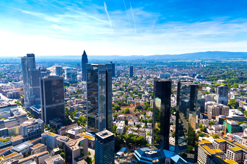 high, movement, architecture, the sky, building, horizon, 5K, panorama, day, blue, solar, Frankfurt-am-Main, Germany, megapolis, Frankfurt am main, street