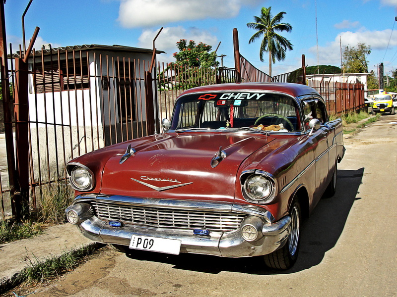 vintage Car, cloud - sky, outdoors, obsolete, vintage, nostalgia, plant, stationary, car, cuban Culture, chrome, motor vehicle, nature, Chevrolet, retro Styled