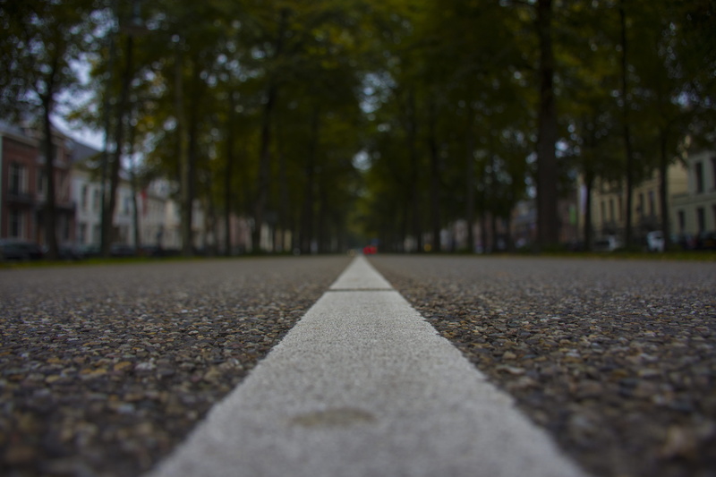 angle, direction, 5K, white, marking, d7200, architecture, transportation, light, vanishing point, city, photo, near, depth, asphalt, street, line, treelined