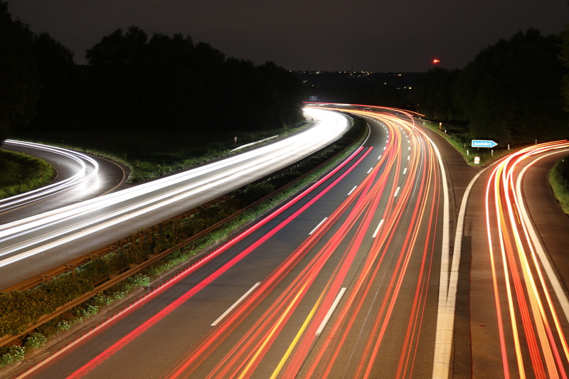 speed, back light, outdoors, curve, 5K, street, brake lights, highway, nature, vehicle light, tracer, lights track, city, long exposure, light trail, no people