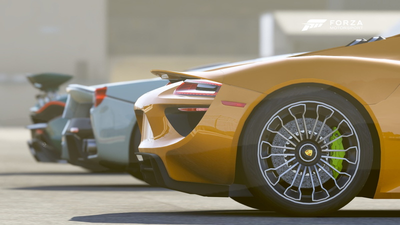 1080P, car group cars race cars tyres rims tail light shadow brake forza forza motorsport cgi porsche ferrari bugatti parking concreate