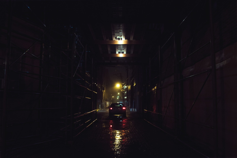 brakes, diminishing perspective, reflection, transportation, chicago, no people, rain, direction, headlights, outdoors, moody, car, storm, lincoln park