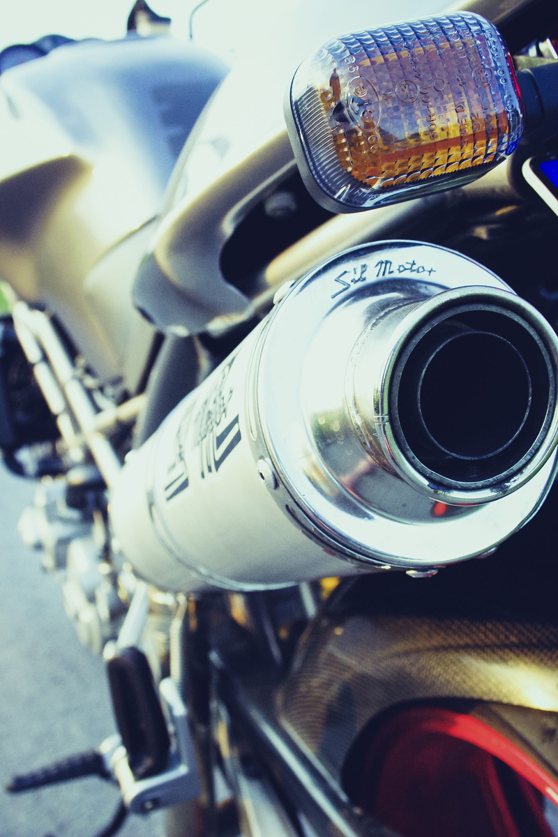 no people, day, blinker, transportation, 2K, monster, high angle view, ducati, lighting equipment, roadster, muffler, silver colored, metal, still life