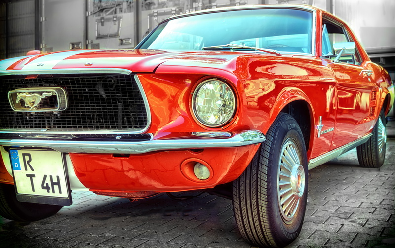 headlight, ford, tire, street, stationary, collectors car, automotive, wheel, parked, historically, old, vehicle, v8, old car, auto, the past, red, 67