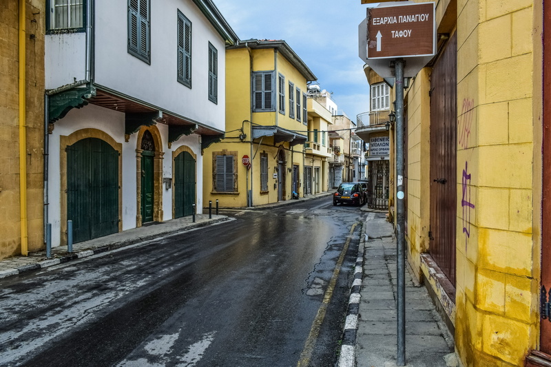 city, old town, yellow, nature, no people, sky, communication, 5K, outdoors, built structure, architecture, road, nicosia, direction, the way forward