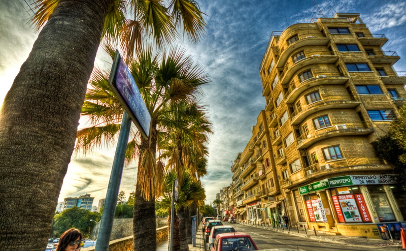 outdoors, plant, city, nicosia, architecture, 4K, blue sky, incidental people, building exterior, green, Street, tree, car, apartment, sky, tropical climate