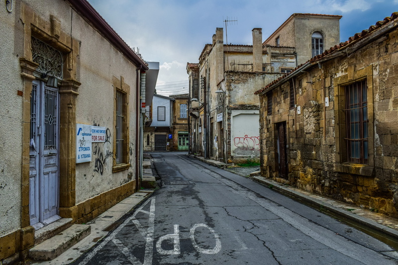 built structure, text, house, 5K, street, lefkosia, cyprus, sign, road, day, old, decay, architecture, no people, sky, nicosia, buildings, outdoors, concrete
