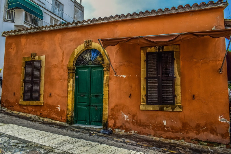 street, cyprus, building, lefkosia, old, door, architecture, house, entrance, closed, facade, wall - building feature, orange color, weathered, traditional