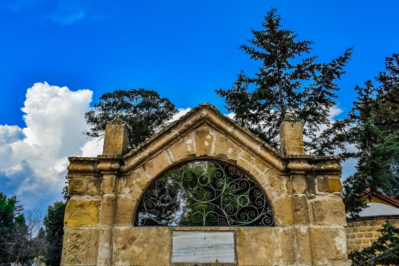 no people, plant, sky, religion, spirituality, stone, cyprus, armenian cemetery, built structure, outdoors, nicosia, entrance, belief, cemetery, travel