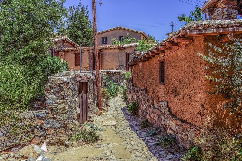 plant, countryside, medieval, abandoned, tree, unesco world heritage, 5K, cyprus, weathered, troodhos, house, built structure, damaged, sunlight, sky