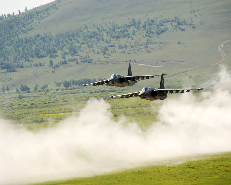 Aircraft, grass, smoke - physical structure, aerospace industry, mode of transportation, transportation, sky, nature, environment, day, Warplane, Sukhoi Su-25