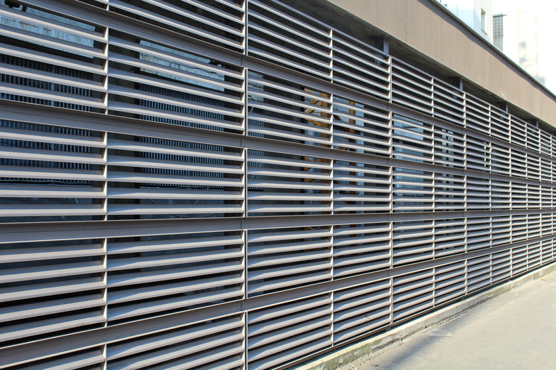 5K, corrugated iron, building exterior, road, no people, industry, metal, security, Protection, air conditioner, empty, repetition, silver colored, safety