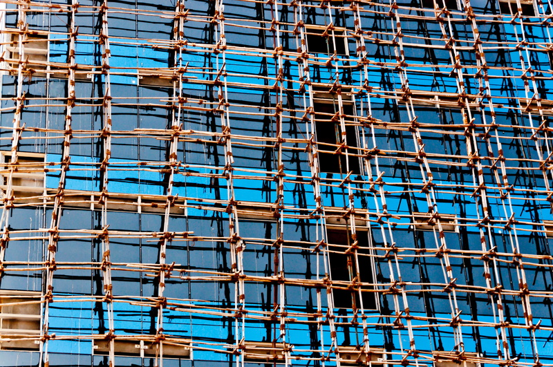 blue, sky, business, 4K, home Ownership, steel, grid, scaffolding, facade, full frame, day, structure, mesh, window, tall - High, housing Development