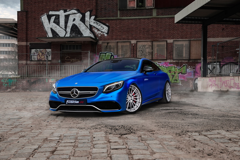 luxury, motor vehicle, day, car, no people, text, garage, 2K, Fostla, blue, building, transportation, Mercedes-AMG S63 Coupe, 2017, land vehicle, wall - building feature