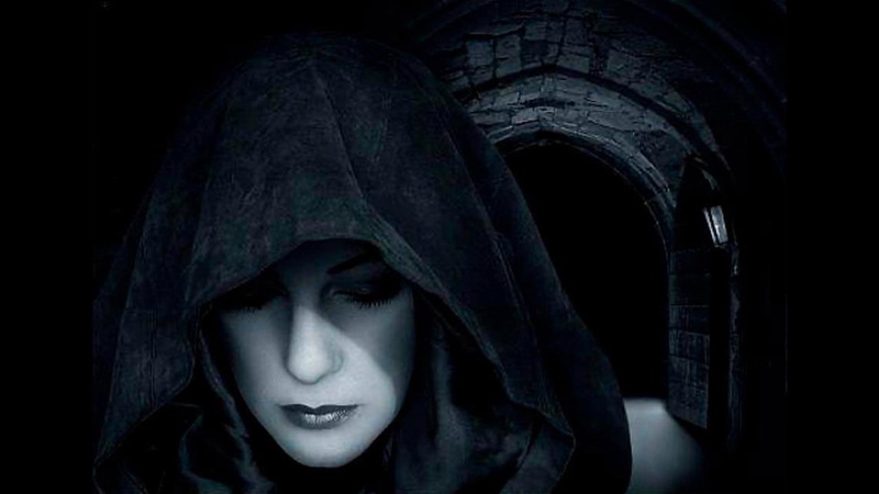 clothing, witch, fear, human body part, spooky, adult, young adult, women, beautiful woman, black background, emotion, hood, body part, dark, hood - clothing