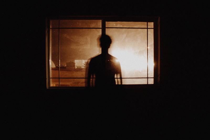 adult, dark, adults only, 4K, domestic room, back Lit, looking through window, people, man, business, window, real people, men, one person, mystery, indoors