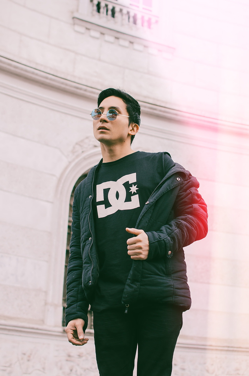 city, lifestyles, urban Scene, city Life, glass, guy, building, one Person, street, brand, cheerful, jacket, bokeh, happiness, portrait, reflection, men