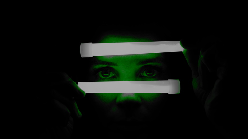 eyesight, men, looking at camera, human body part, glow sticks, human eye, body part, technology, one person, front view, looking, close-up, studio shot