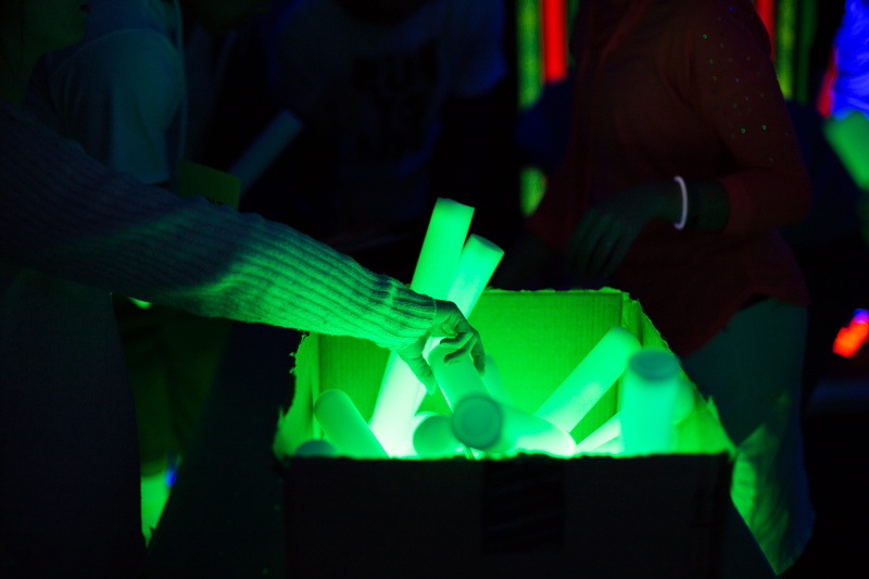 fun, nightlife, indoors, games, focus on foreground, green, light - natural phenomenon, 5K, green glowsticks, sticks, game on, green lights, illuminated