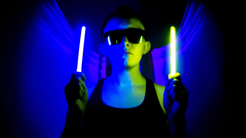 color, adults only, party, indoors, one man only, Sticks, tube, green, people, glow, fluorescent, studio shot, music, club, chemical, bright, blue, illuminated