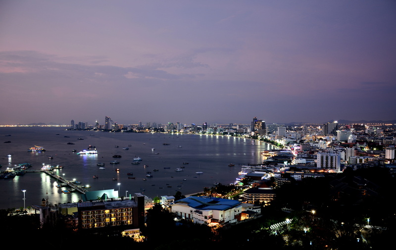 pattaya city, cityscape, nature, built structure, building, water, thailand, sky, building exterior, pattaya, outdoors, night, beach, sea, residential district
