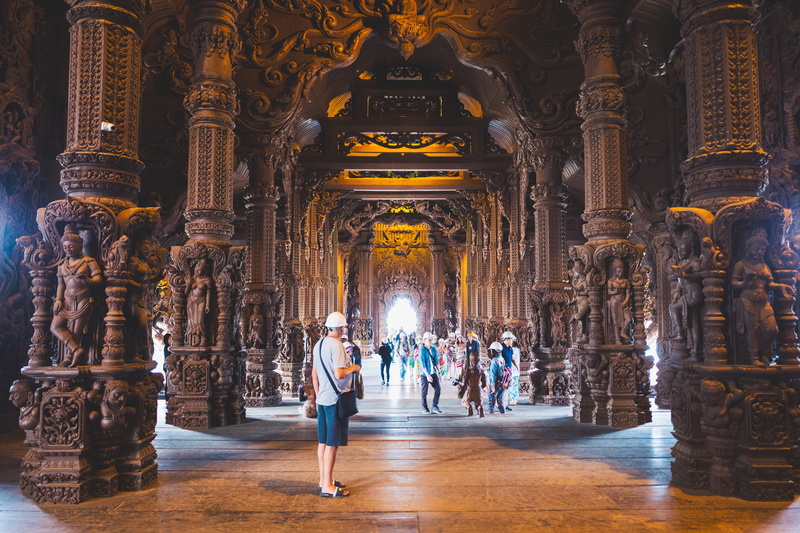 travel, architecture, building exterior, palace, the past, architectural column, thailand, gorgeous, belief, muang pattaya, full length, building, place of worship