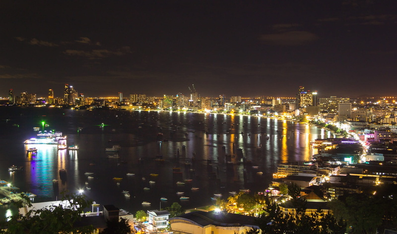 building, illuminated, architecture, office building exterior, landmark, travel, beach, no people, skyscraper, 1080P, water, light, outdoors, building exterior