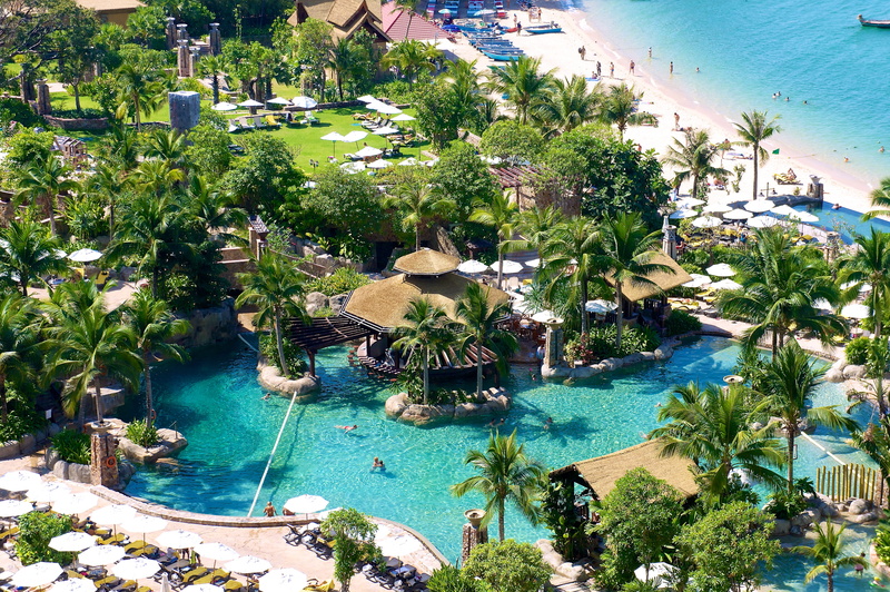 tree, swimming pool, travel destinations, pool, palm tree, building exterior, thailand, no people, architecture, sunlight, sea, water, growth, beauty in nature